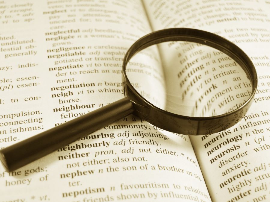 Dictionary and Magnifying Glass