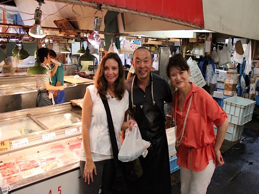 Annette White at Tsukiji Fish Market in Tokyo