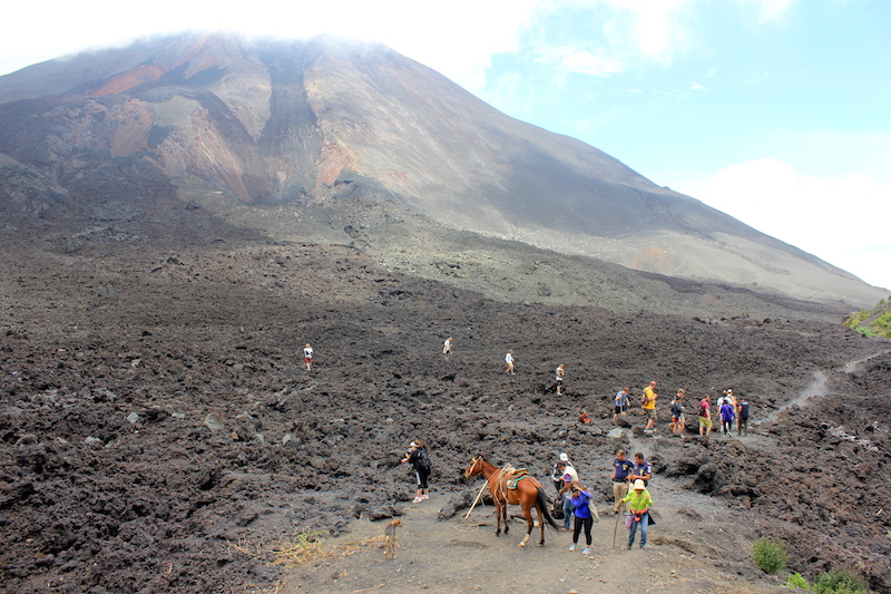 People hiking pacaya volcano