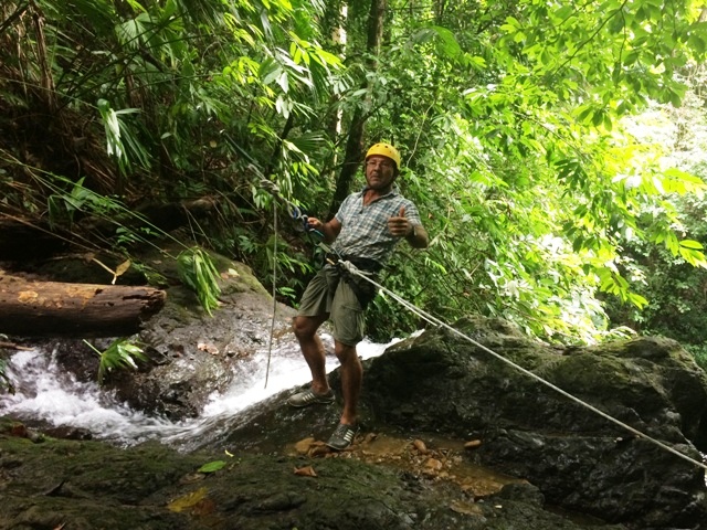 Rapelling down a Costa Rican Waterfall