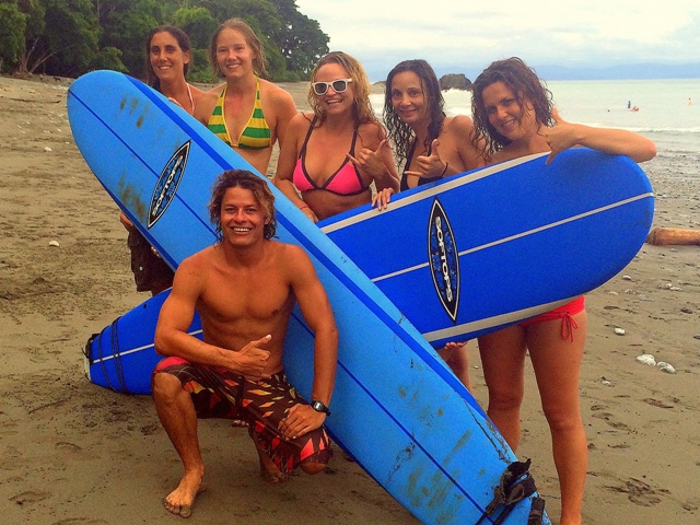 The learn to surf crew in Costa Rica