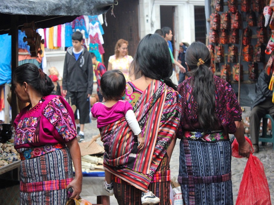 Colorful traditional dress at Chichi Market in Chichicastenango Guatemala
