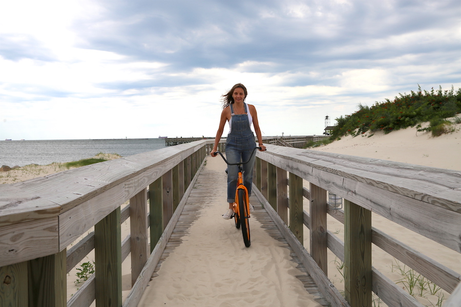 Annette riding a bike in Virginia