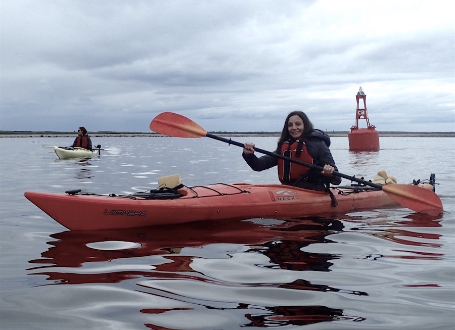 Annette White Kayaking with Beluga Whales in Churchill, Manitoba, Canada